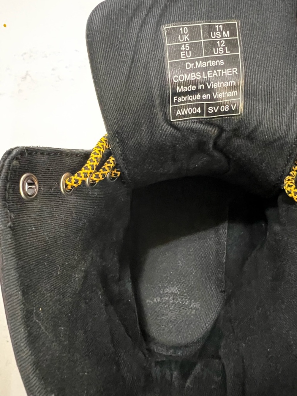 Dr. Martens Black Leather Lace-Up Boots with Yellow Accents - Picture 15 of 16